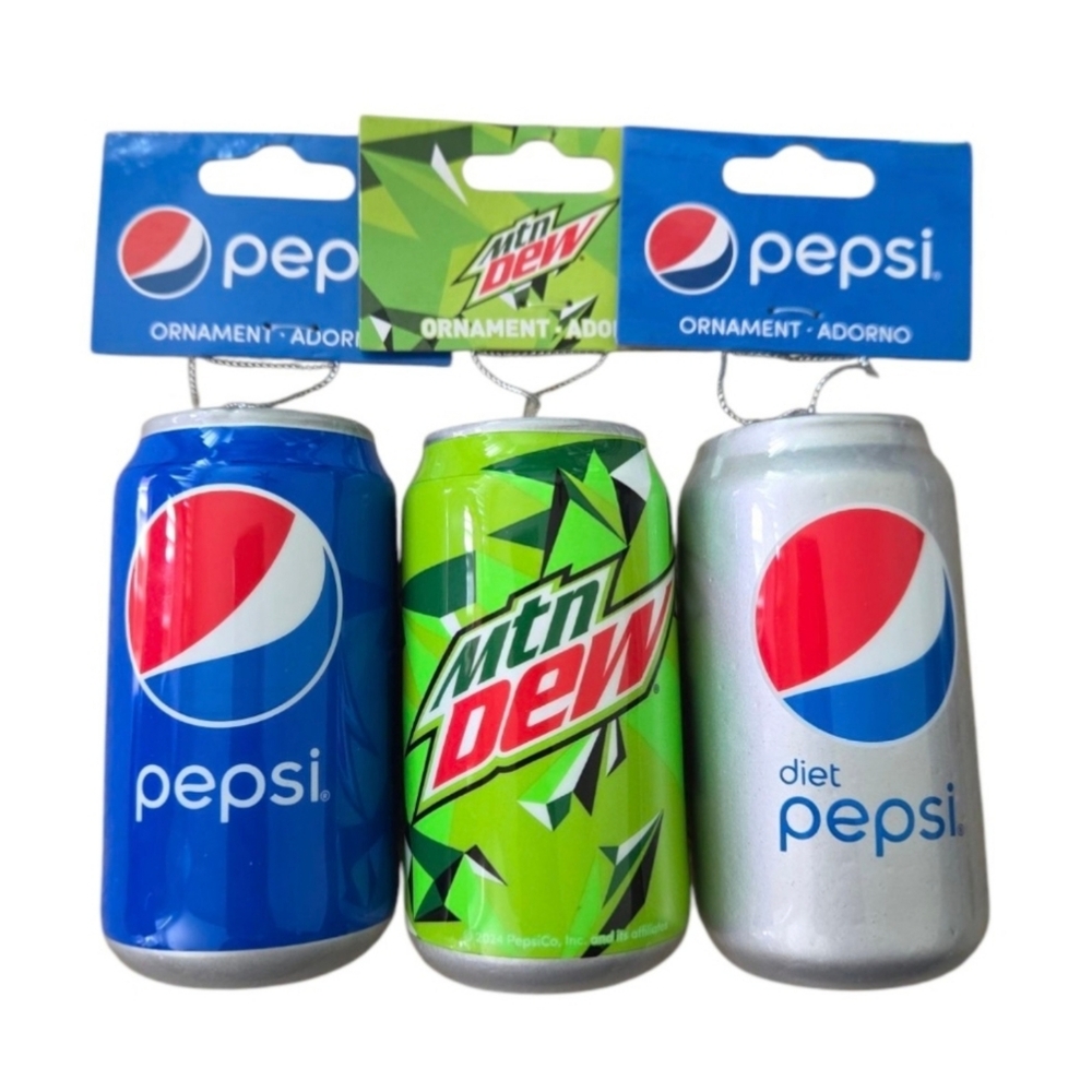 3pc Food Ornaments Pepsi Diet Pepsi & Mtn Dew